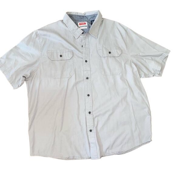 Wrangler Comfort Flex Light Grey Short Sleeve Collared 2XL Shirt Chest 28.5" - Picture 5 of 7